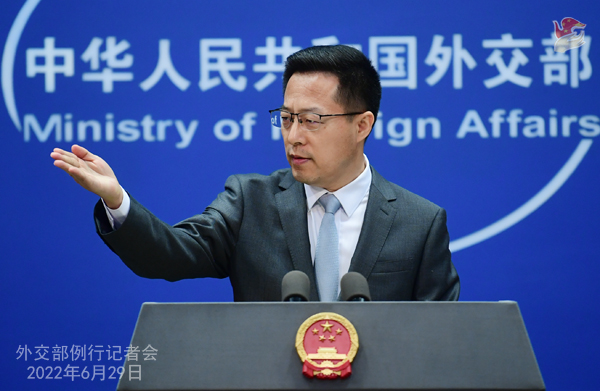 2022年6月29日外交部发言人赵立坚主