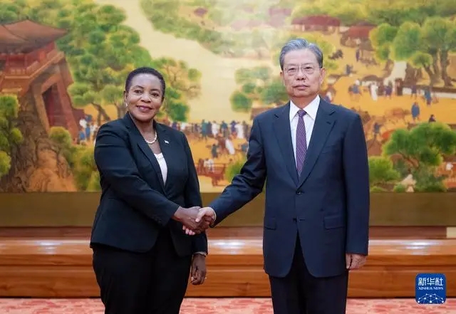 赵乐际同赞比亚国民议会议长穆蒂举行会谈