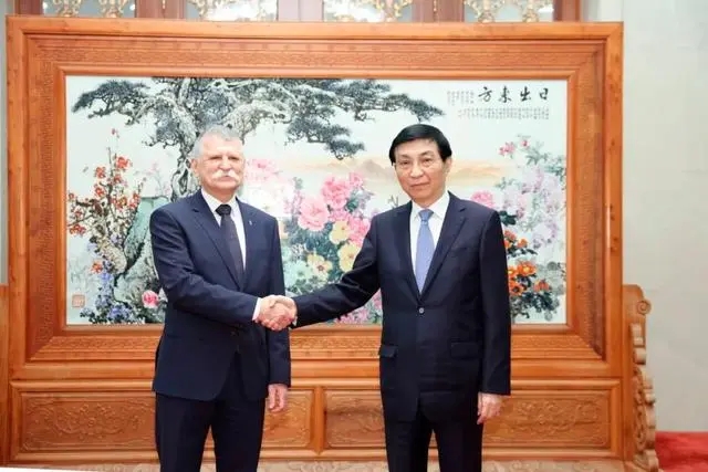 王沪宁会见匈牙利国会主席克韦尔