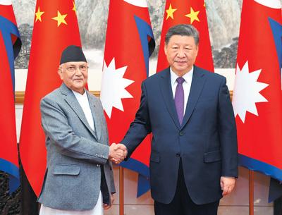 习近平会见尼泊尔总理奥利