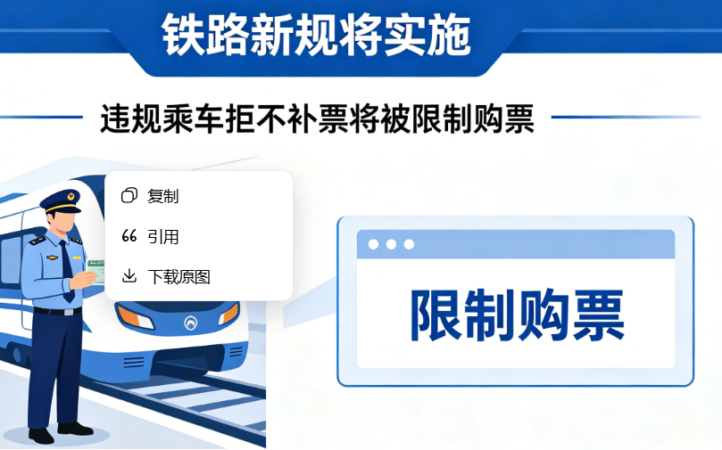 铁路新规将实施 违规乘车拒不补票将被限制购票